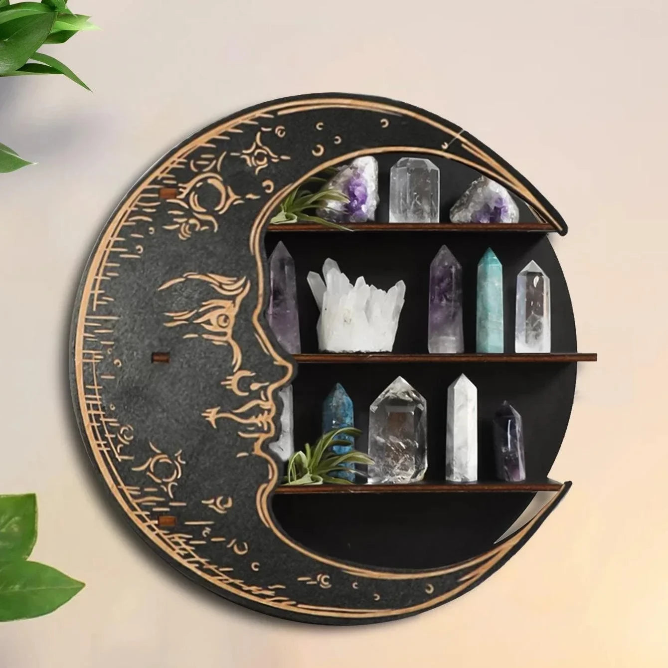 Wooden Moon Face Shelf