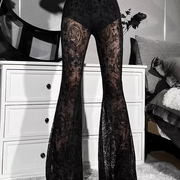 Black See Through Sexy High Waist Pants