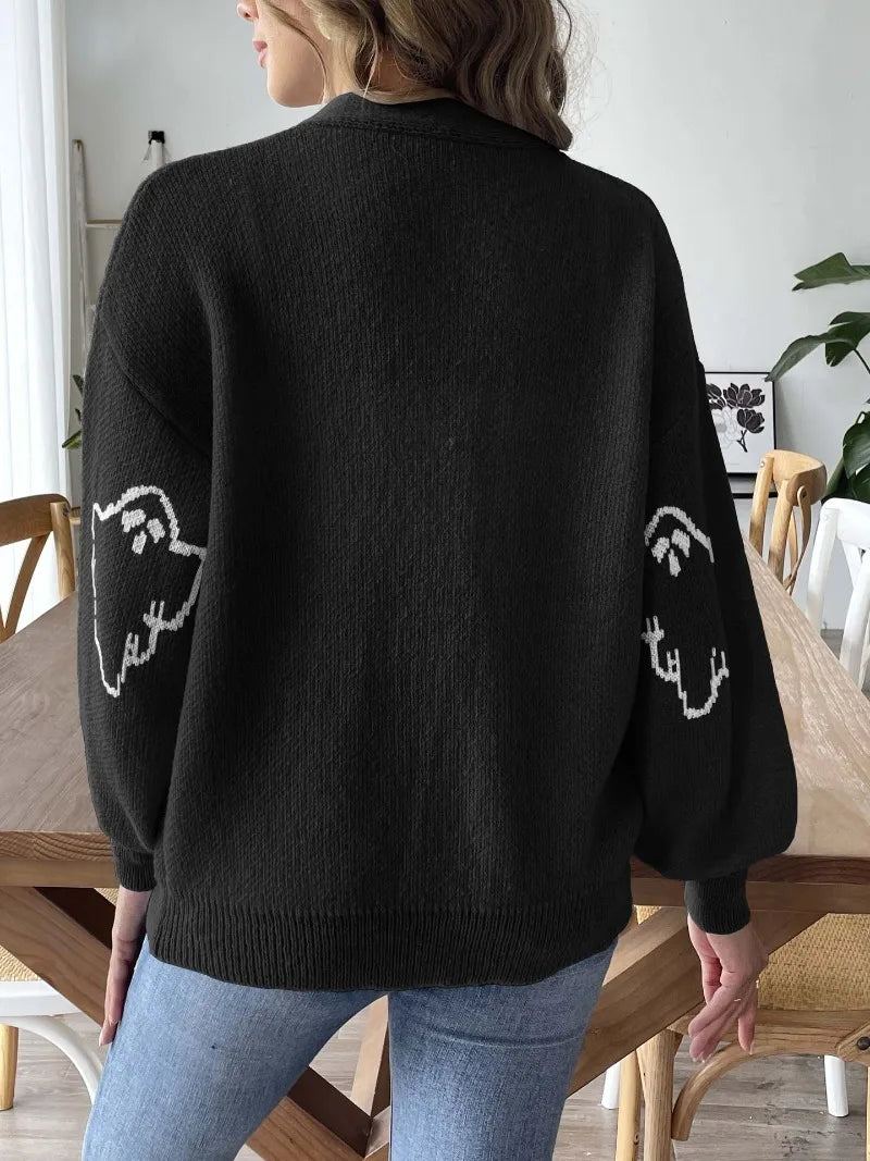 Black Halloween Loose Ghost Cardigan