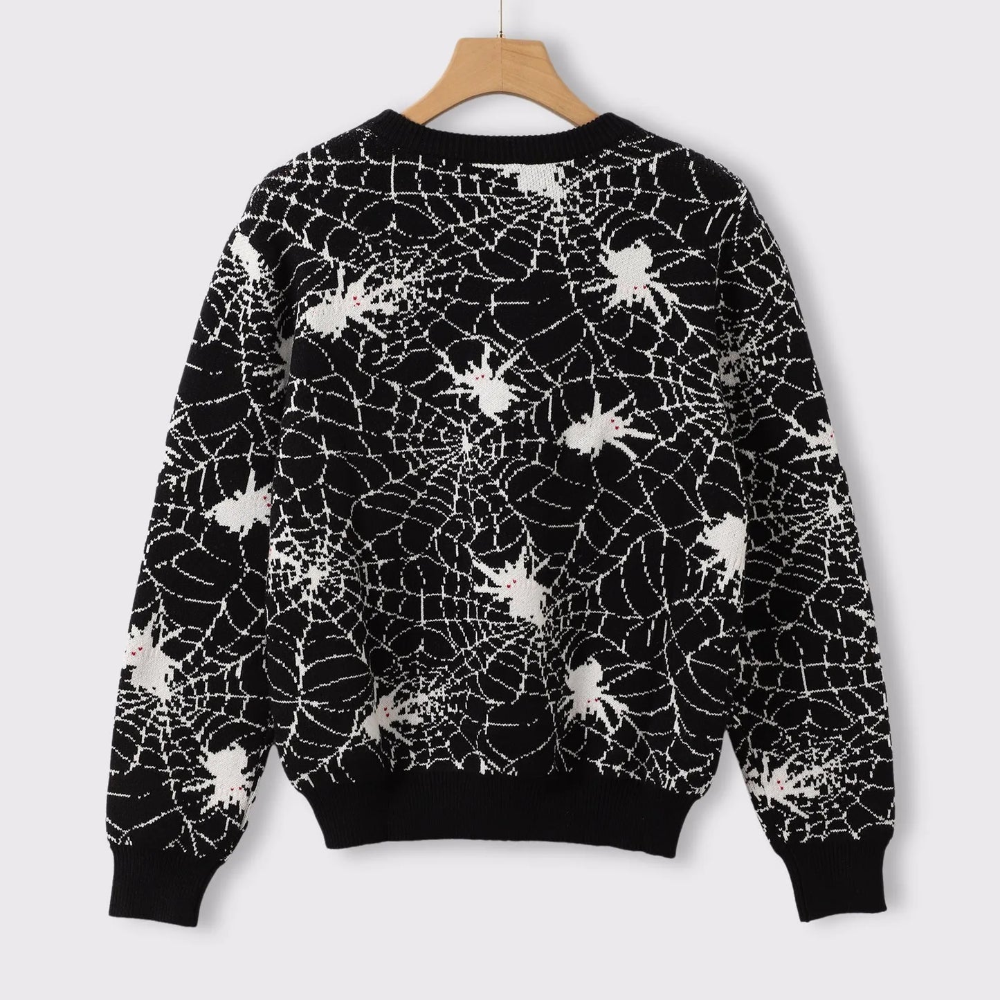 Black Jacquard Knitted Spider Sweater