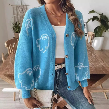 Blue Halloween Loose Ghost Cardigans