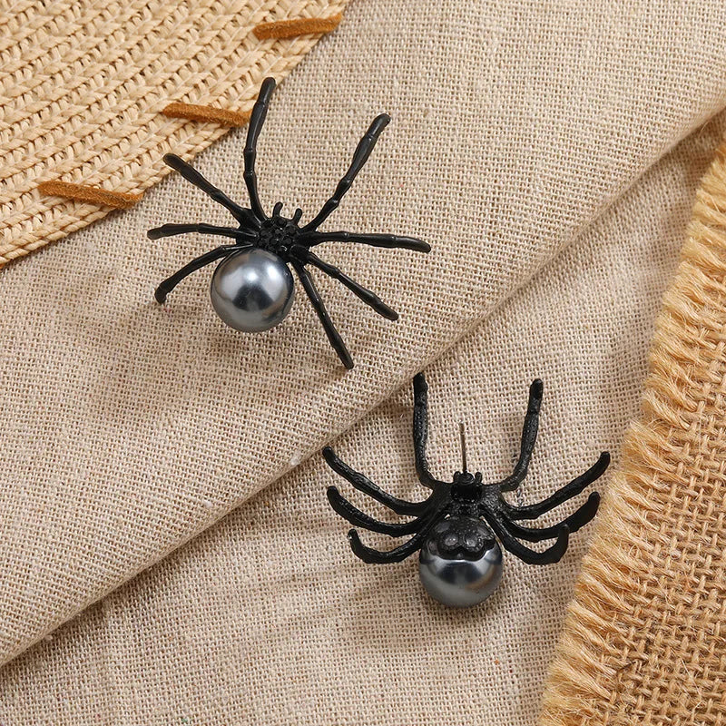 Halloween Black Spider Stud Earrings