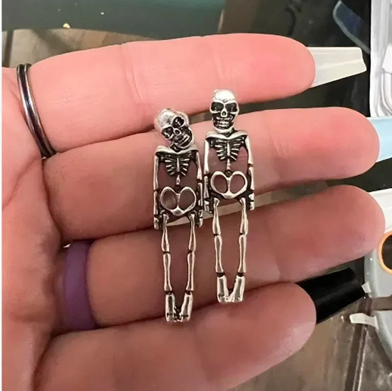 Gold-Halloween Skeleton Drop Earrings