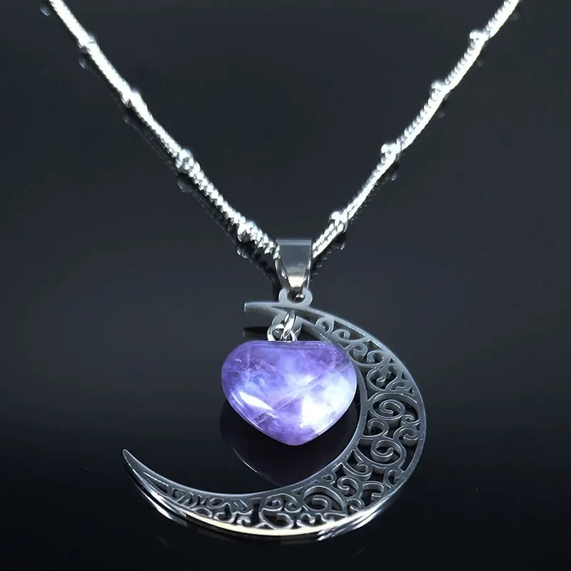 Purple Crescent Moon Necklaces