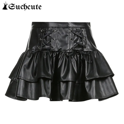 Black PU Leather Mini Skirt