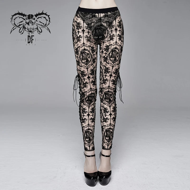 Gothic Skinny See-Through Lace Leggings