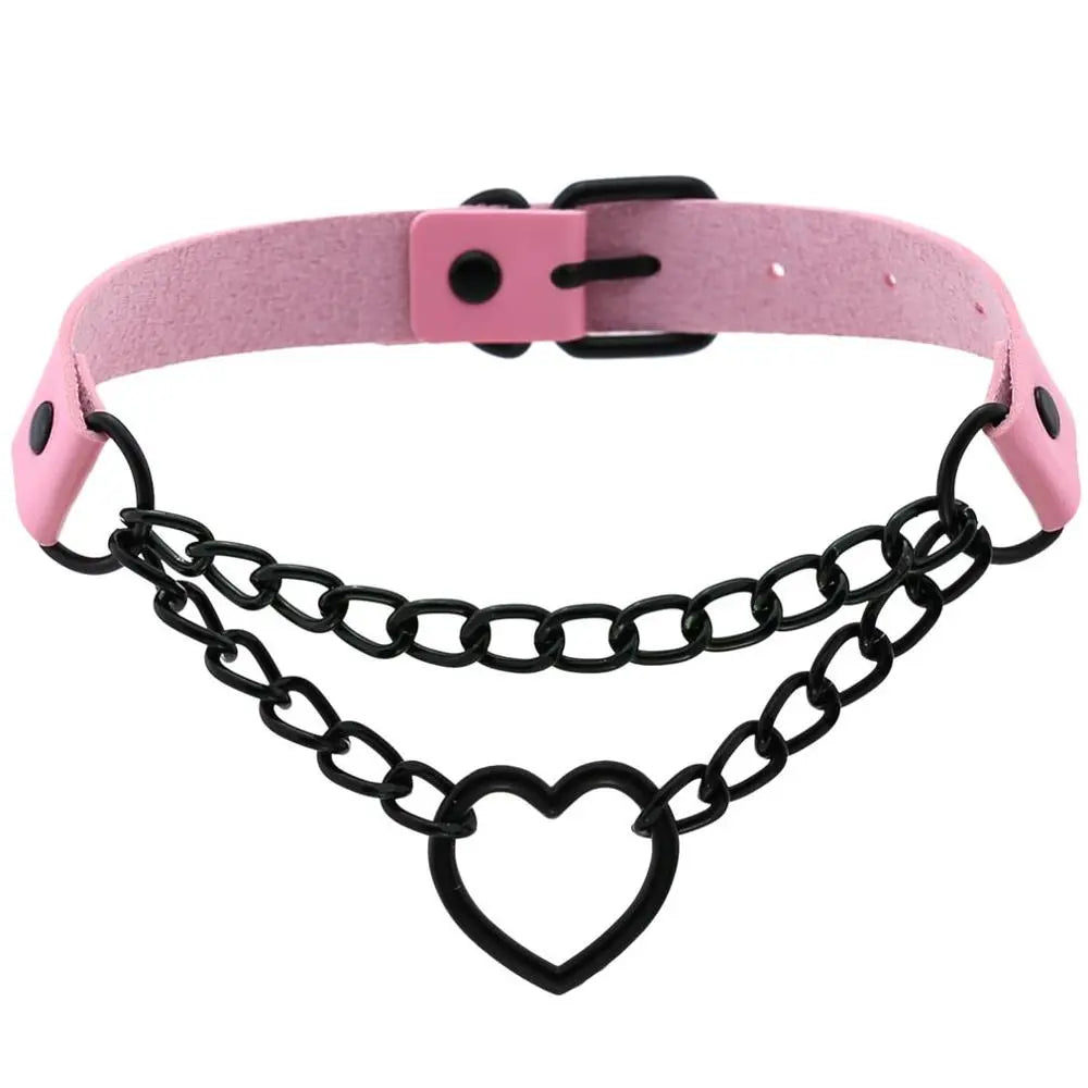 Heart Necklace Chokers With Chains