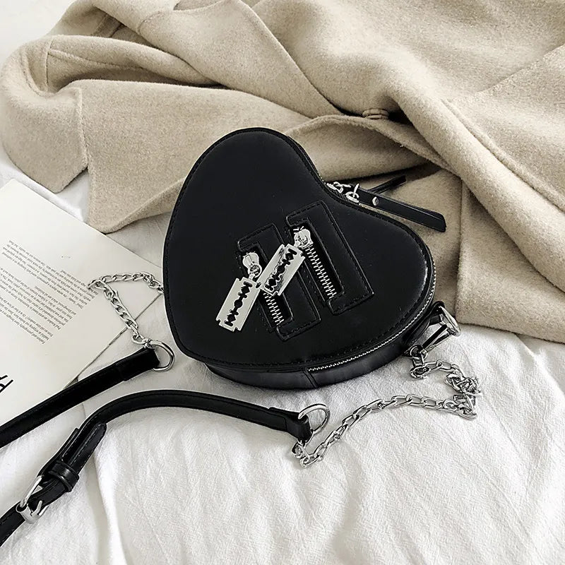 Heart Zipper Chain Crossbody Bags