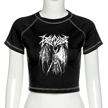 Gothic Anime Print Crop Top