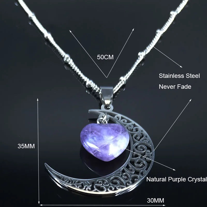 Purple Crescent Moon Necklaces