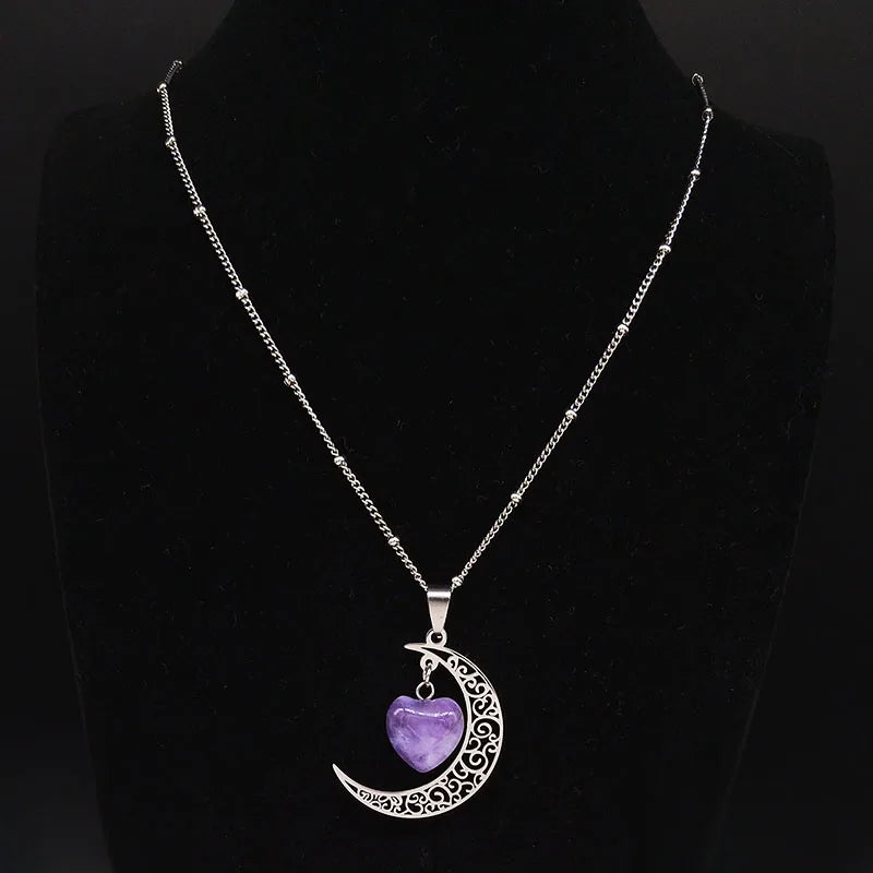 Purple Crescent Moon Necklaces