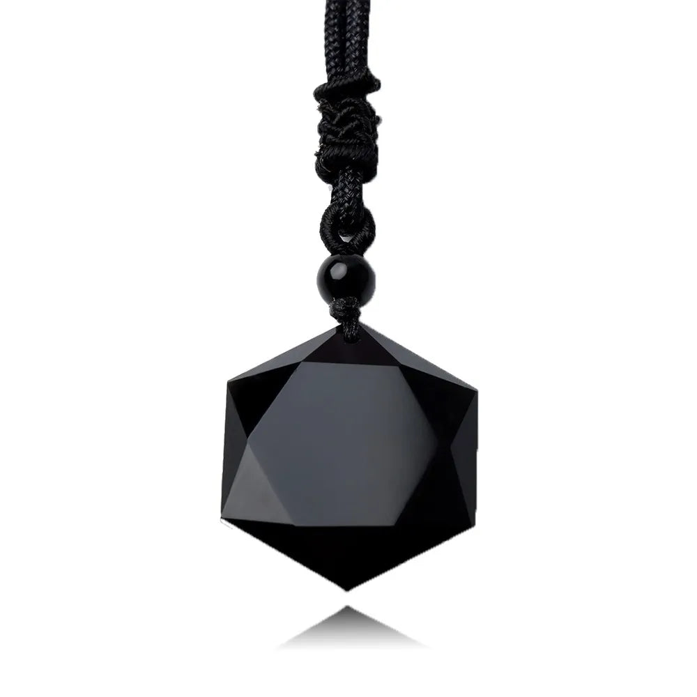 Black Obsidian Natural Stone Pendant Necklace