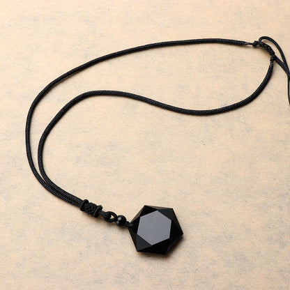 Black Obsidian Natural Stone Pendant Necklace