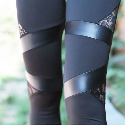 Ripped Bandage and Mesh Leggings