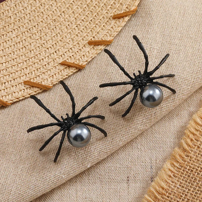 Halloween Black Spider Stud Earrings