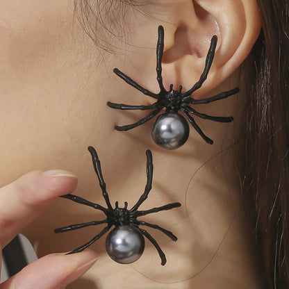 Halloween Black Spider Stud Earrings