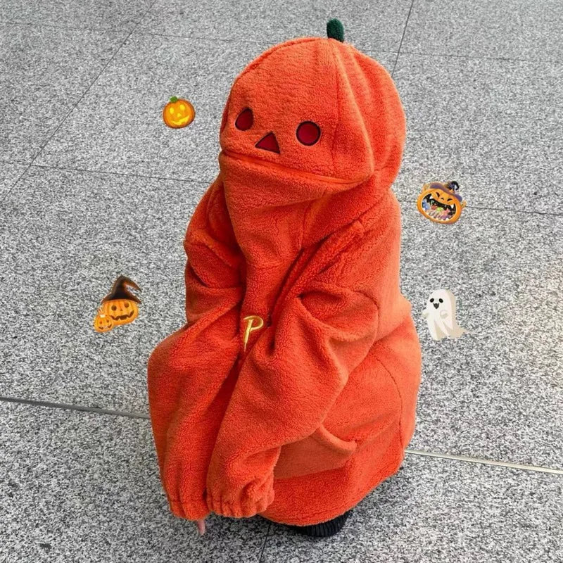 Halloween Party Pumpkin Head Fleece Hoodie