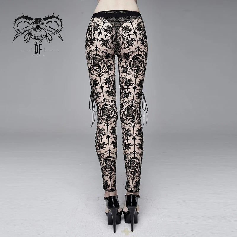 Gothic Skinny See-Through Lace Leggings