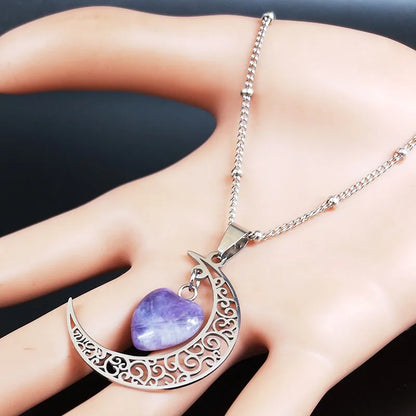 Purple Crescent Moon Necklaces