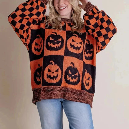 Orange Halloween Ghost Knitted Sweaters