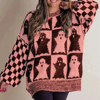 Halloween Pink Ghost Knitted Sweaters