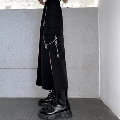 Black Long Skirt with a Chain