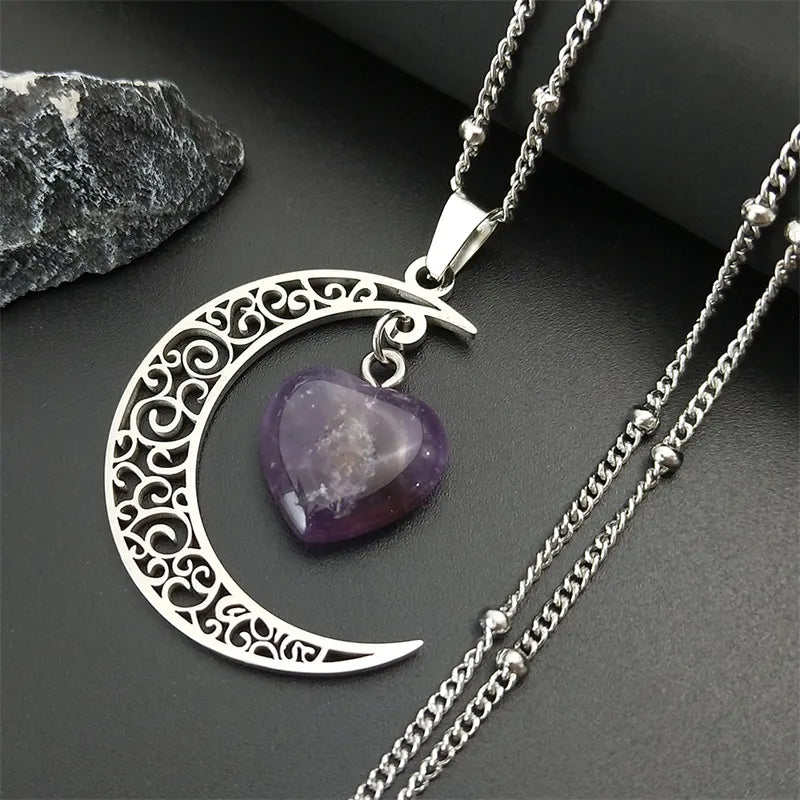 Purple Crescent Moon Necklaces