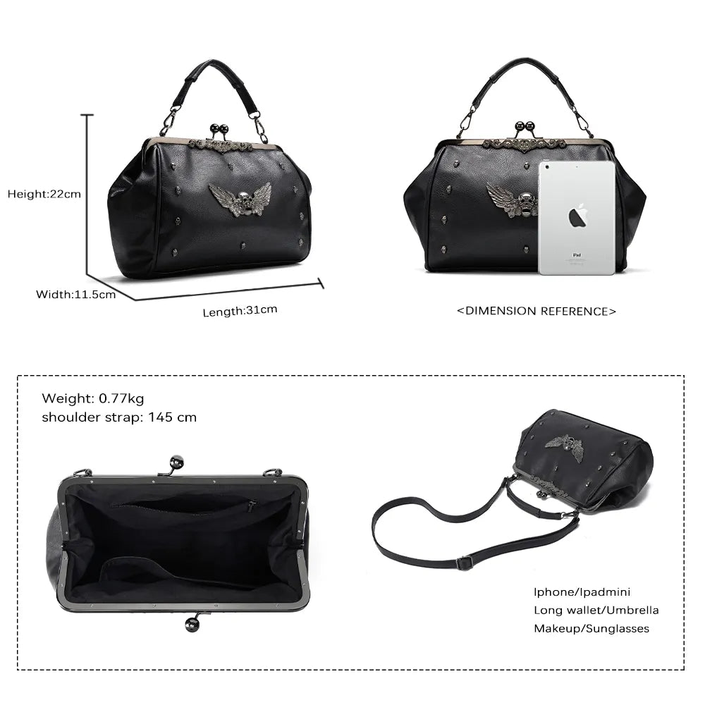 Black Skull Tote/Crossbody Bag