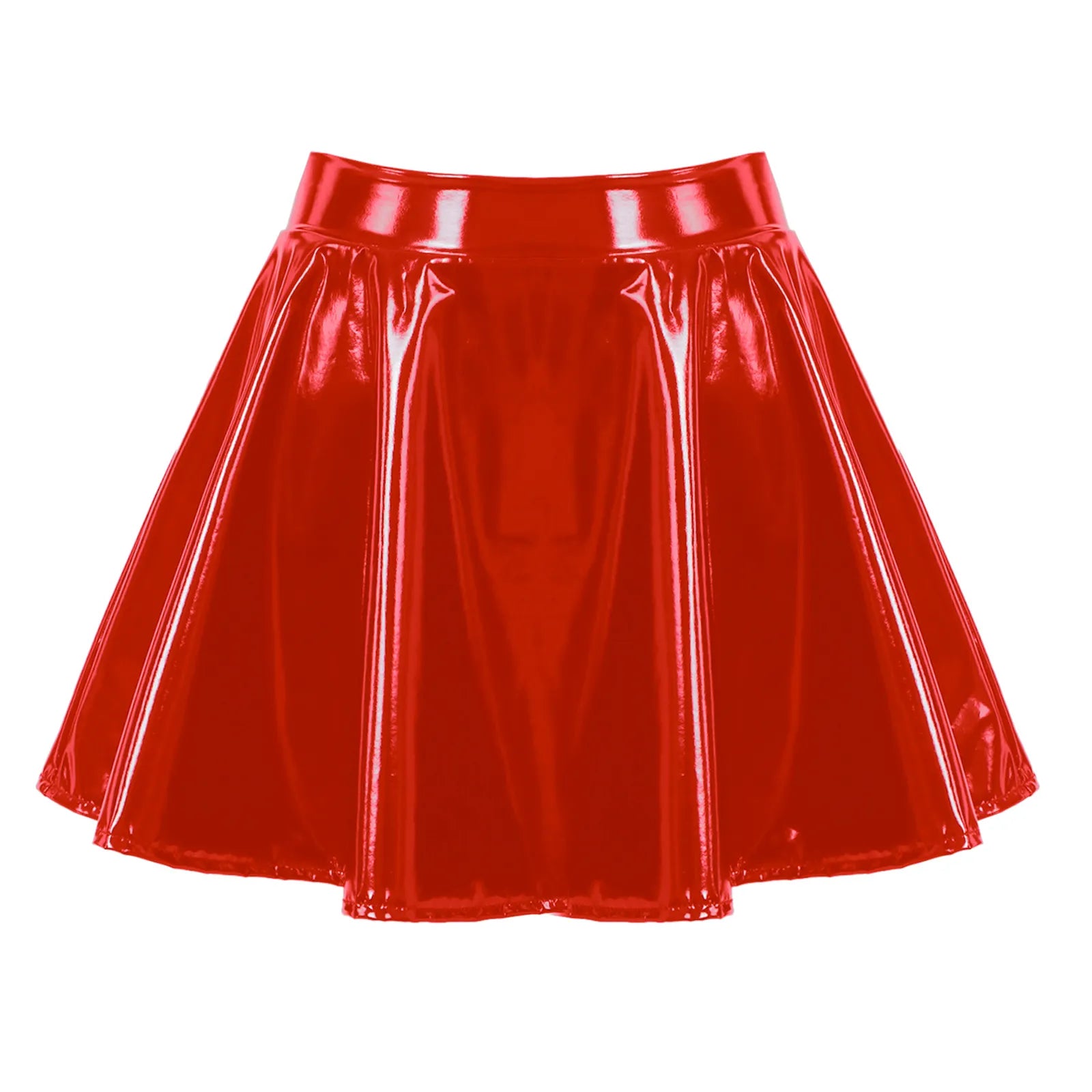 Step Into Bold Elegance with Our Patent Leather Flared Miniskirts ...