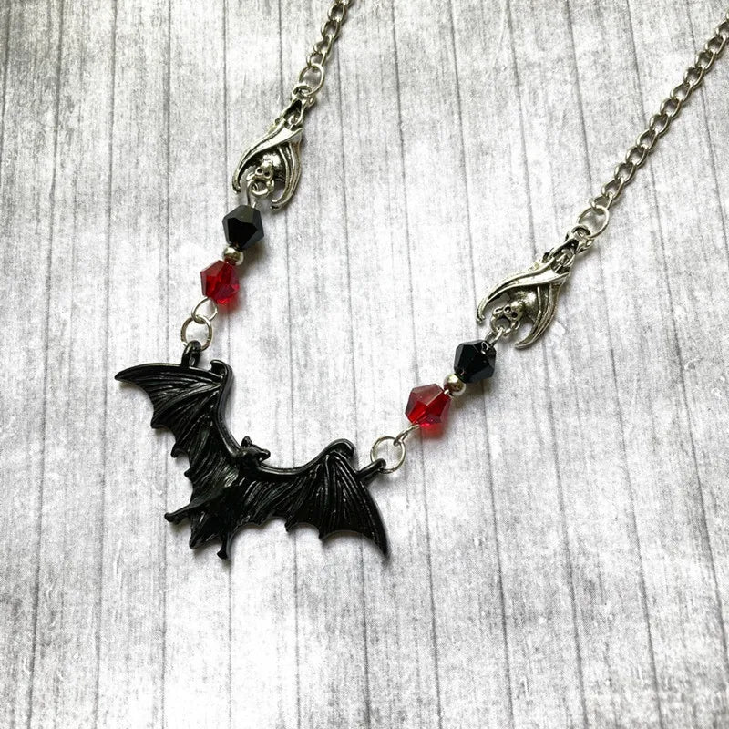 Crystal Bead Bat Necklace