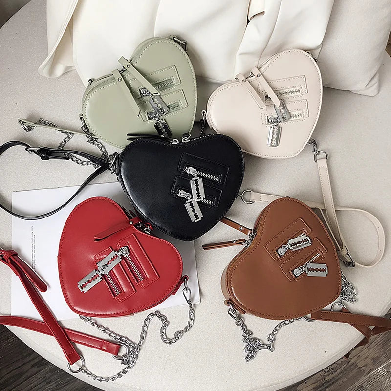 Heart Zipper Chain Crossbody Bags