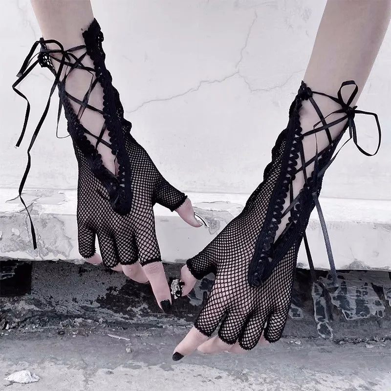 Bandage Fishnet Gloves