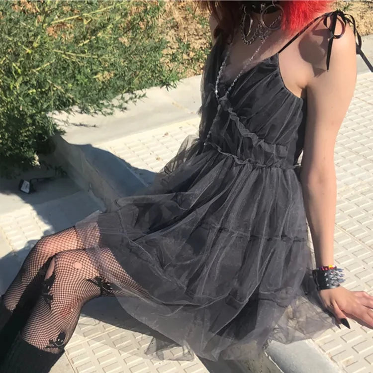 Spaghetti Strap Mesh Dress