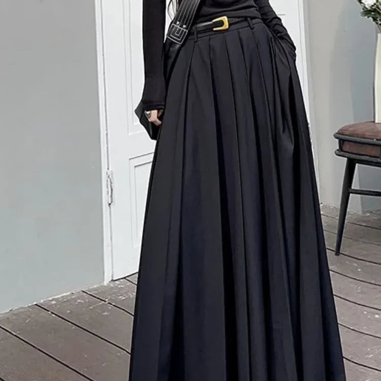 Pleated Floor Length Solid Skirts