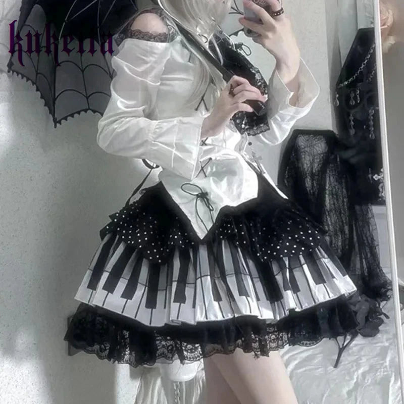 Gothic Piano Key Lolita Skirt