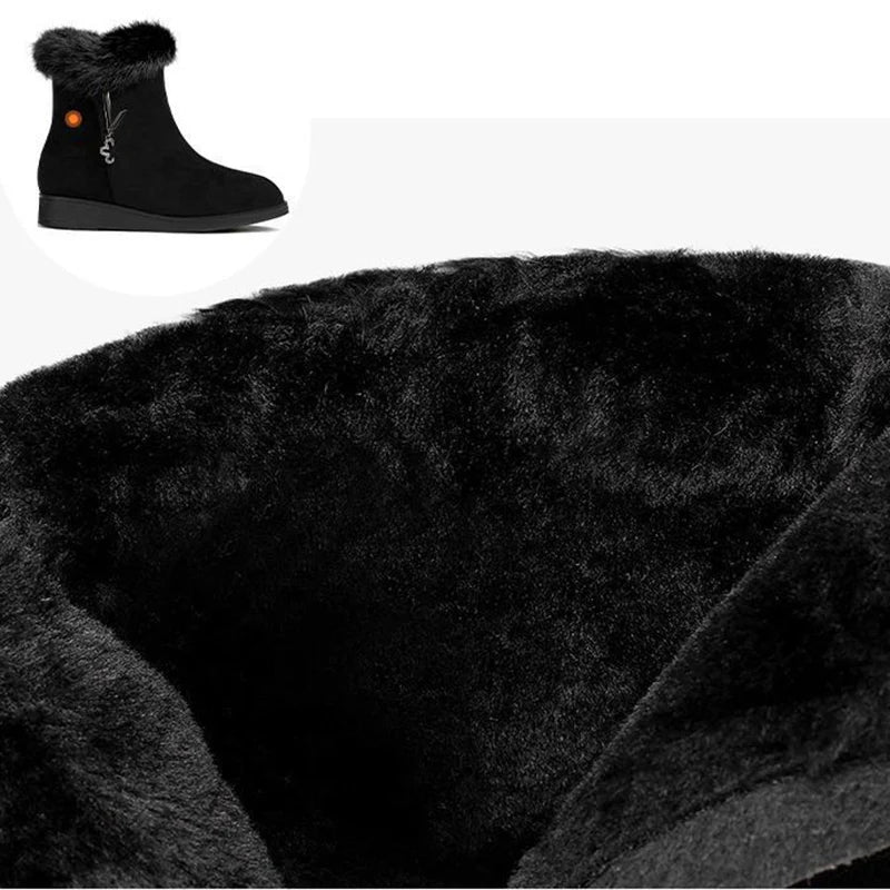 Black Chelsea Faux Suade Fur Boots