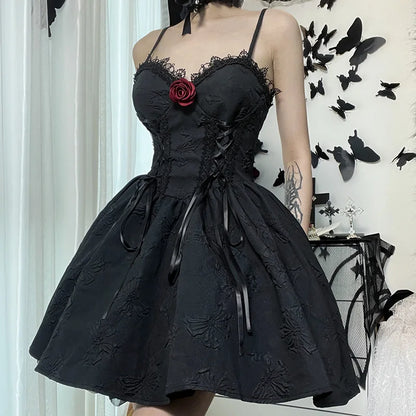 Black Jacquard A-Line Dress