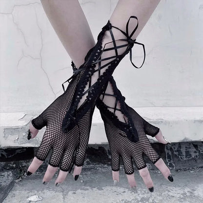 Bandage Fishnet Gloves