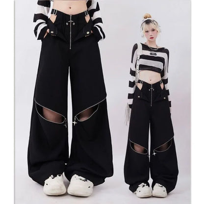 Wide Leg Zipper Pants