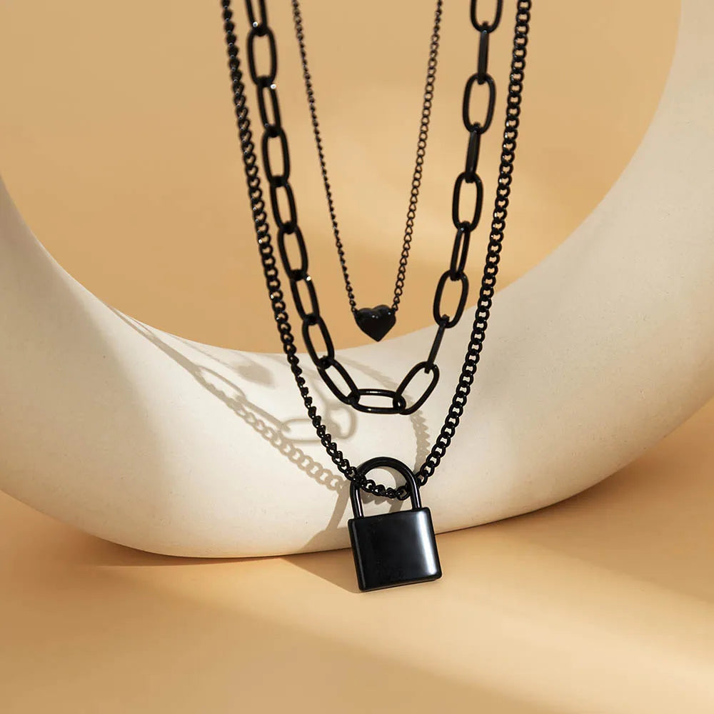 Multi-Layer Lock Chain Necklace