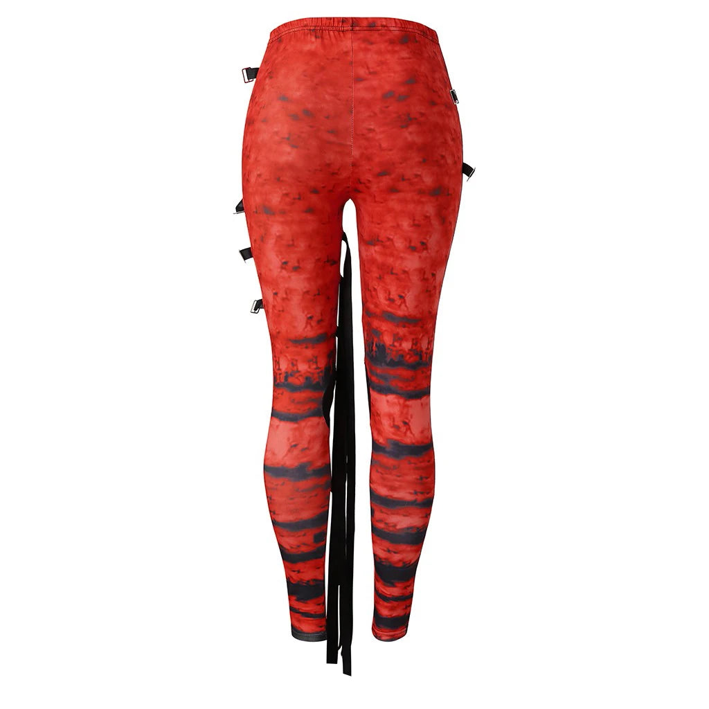 Print Gothic Leggings With Straps