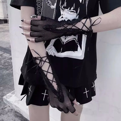 Bandage Fishnet Gloves