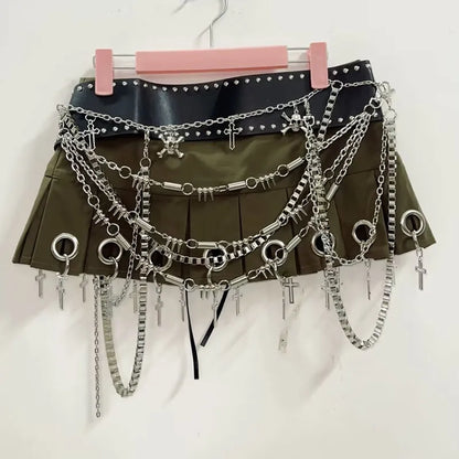 Auburn Mini Skirt With Chains and Crosses