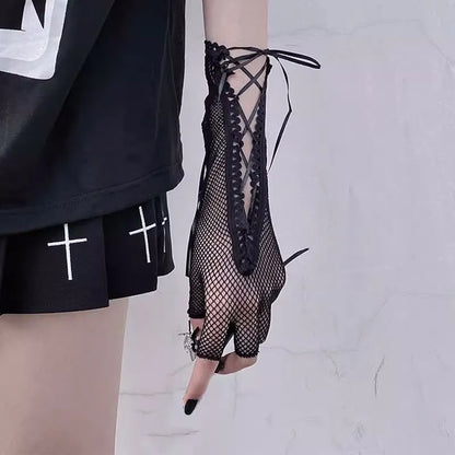 Bandage Fishnet Gloves