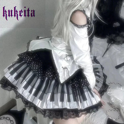 Gothic Piano Key Lolita Skirt