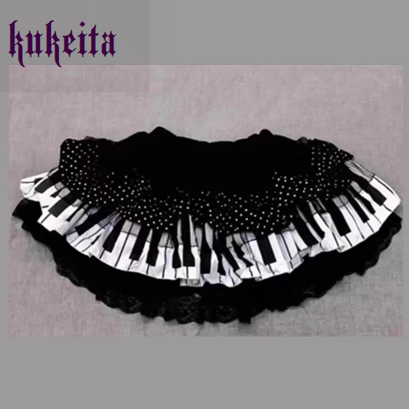 Gothic Piano Key Lolita Skirt