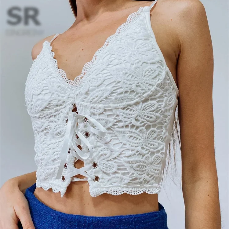 Sexy Lace Strap Crop Tops Camisole