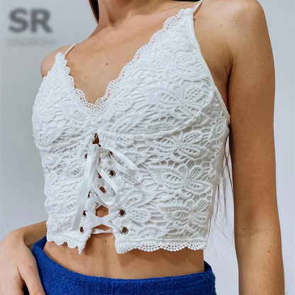 Sexy Lace Strap Crop Tops Camisole