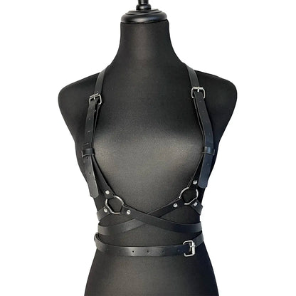 Adjustable Faux Leather Waist Straps Harness