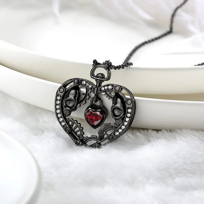 Skull Black Heart Pendants Necklaces